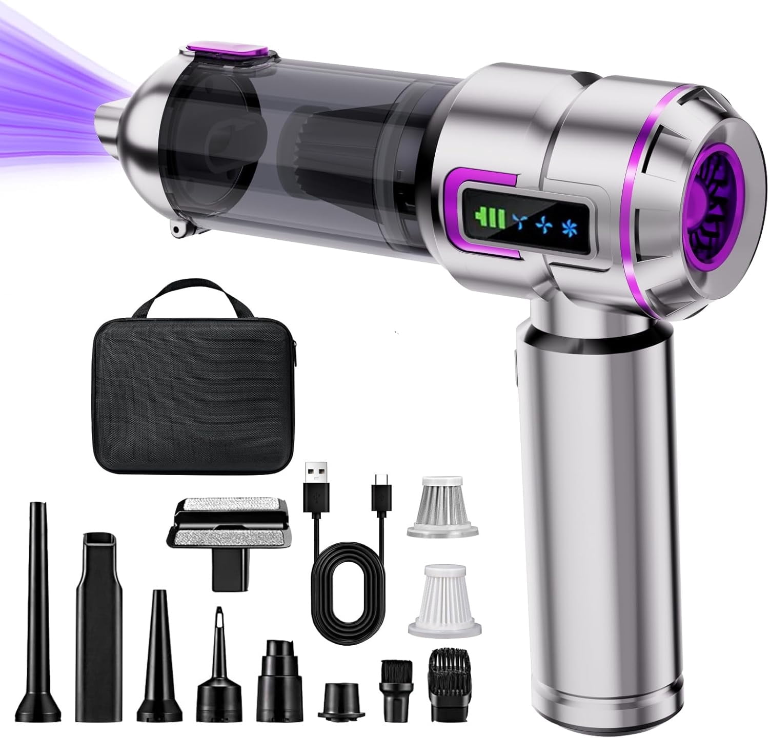 Car Vacuum Cleaner Cordless 16000PA High Power, Mini Vacuum Cleaner Rechargeable Handheld Vacuum Cordless,car hoovers for Pet Hair, Home, Office, Kitchen,Pc,sofa