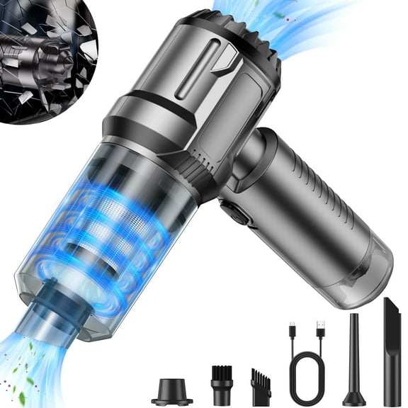 Cordless Handheld Vacuum Cleaner, Small Portable Car Vacuum Cleaner with Window Breaker, 15000Pa Powerful 3-in-1 Portable Handheld Vacuum for Home, Pet and Car