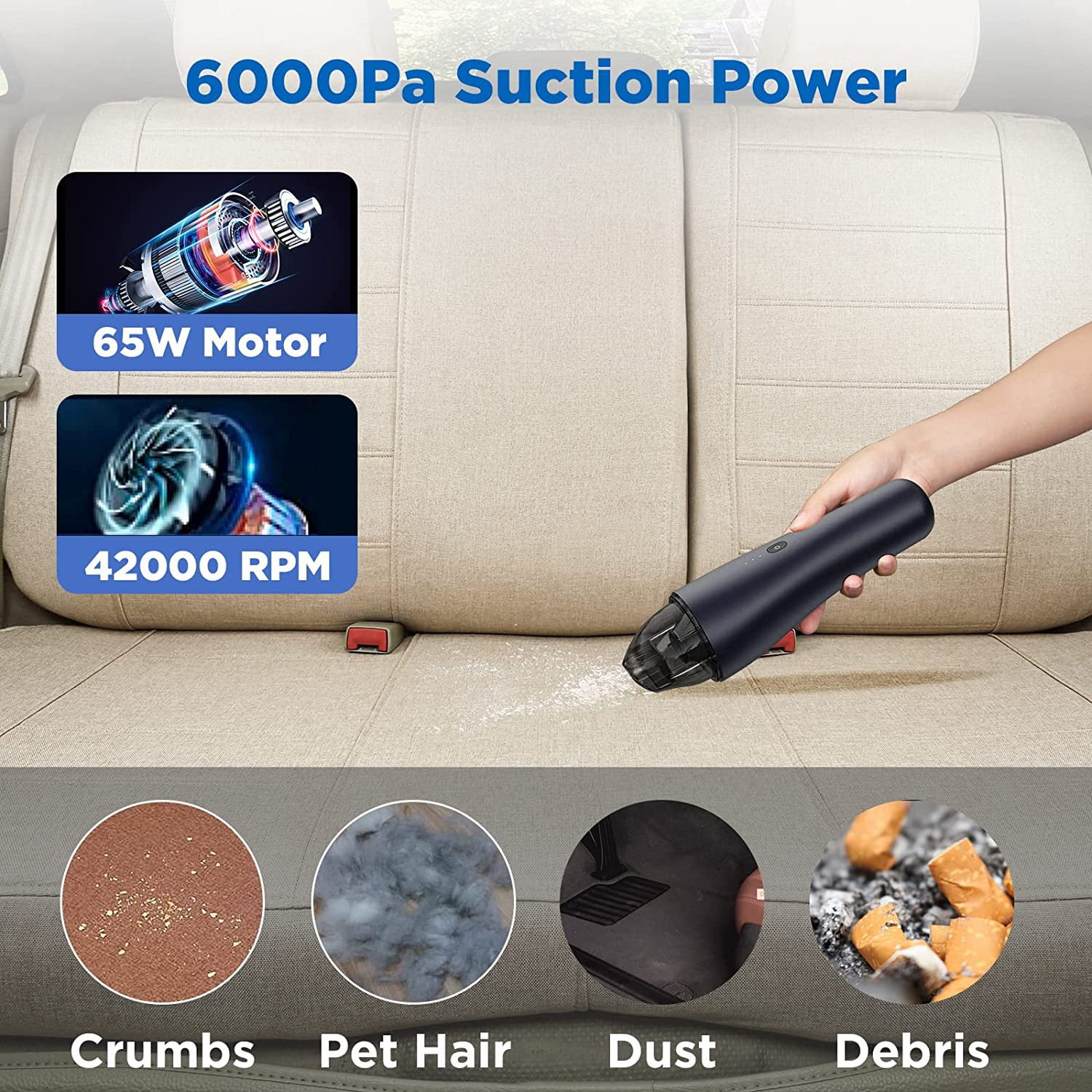 Car Vacuum Cleaner, Handheld Vacuum Cordless Rechargeable,Mini Vacuum