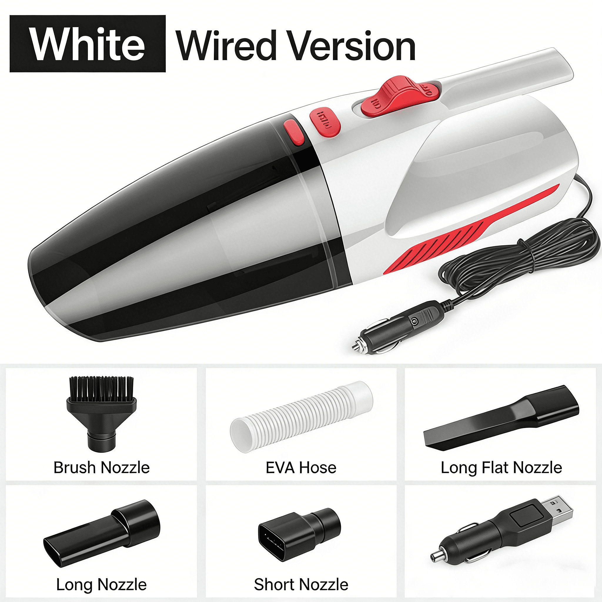 Car Vacuum Cleaner – High-Power Handheld Mini Vac with 12V Vehicle Power, Multi-Function Portable Auto Interior Cleaner