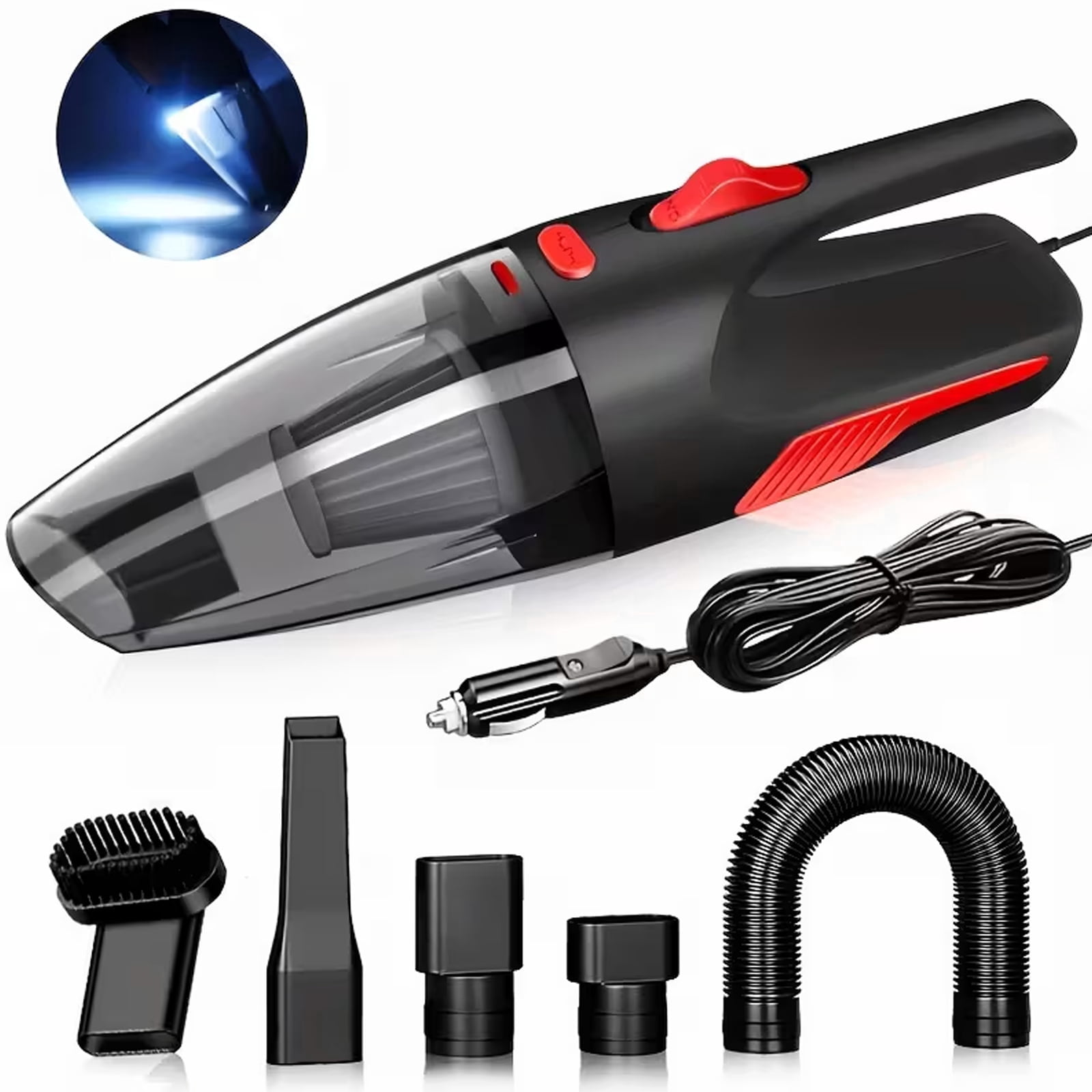 Car Vacuum Cord, Portable Car Vacuum Cleaner with 7000PA Suction,12V High Power Cord Wired Vacuum Cleaner for Car, Lightweight, 0.33L Capacity,Black for Car, Home, Office, Pet