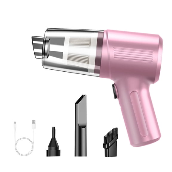 Car Vacuum Cordless, High Power Portable Handheld Vacuum with 2-in-1 Blowing and Suction Function Mini Rechargeable Auto Interior Cleaner for Pet Hair Dust, Pink