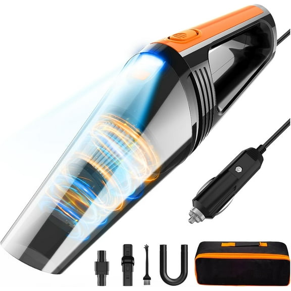 Car Vacuum, Portable Car Vacuum Cleaner High Power 8000Pa, Small 12V Handheld Vacuum with LED Light,16.4Ft Corded, Deep Detailing Cleaning Kit of Car Interior with Dry for Men/Women