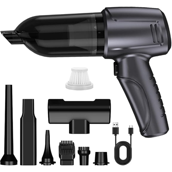 Car Vacuum Portable Cordless, 16000PA Powerful Suction, 5 in 1 Mini Handheld Vacuum Cleaner, Small Car Vacuum Cleaner, Brushless Motor, Air Duster, 4000mAh, Dual Filter, for Cars,Home,Office,Pet