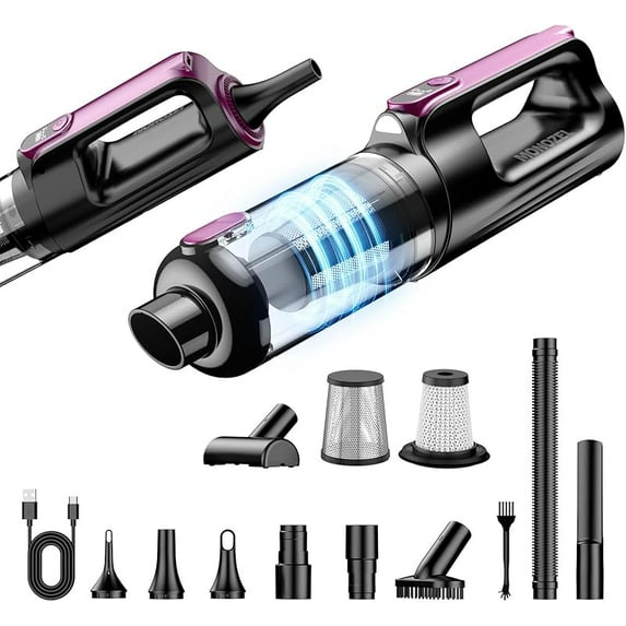 Car Vacuum Portable Cordless, 18000Pa 2 in 1 Vacuum Cleaner&Air Duster, 130W Brushless Motor Handheld Vacuum Cordless with 7800mAh Battery, LED Light, Multi-Nozzles for Car, Home, Office, Pet