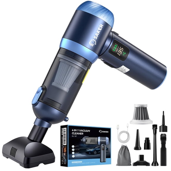 Car Vacuum Portable Cordless 20000Pa Suction Power 4 in 1 Handheld Vacuum with LED Light Type-C Portable Mini Vacuums for Gifts Car, Home, Office, Pet HL157 Blue