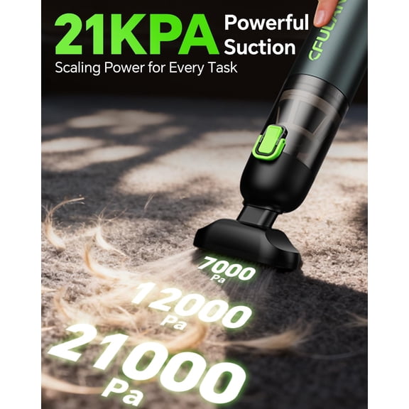 Car Vacuum Portable Cordless, 21KPa 4-in-1 Handheld Mini Vacuum Cleaner with 8 Attachments, 3 Suction Modes, One-Touch Empty, Type-C Charge, Hand Vacuum for Car, Home, Keyboard, Small Job