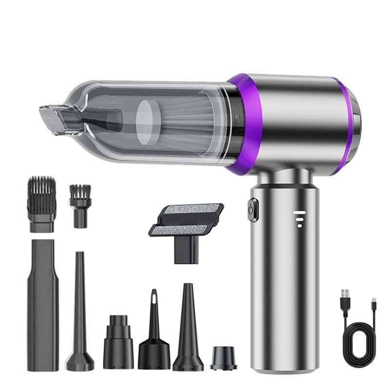 Car Vacuum Portable Cordless Mini Vacuum Cleaner Compressed Air Duster&Air Blower&Pump Hand Held Vacuum Silver