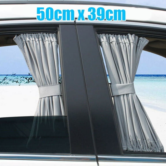 Car Van SUV Sunshade Visor Curtains 50*39cm Gray Anti-Glare Privacy Window Shades with Rails (2 Pack)