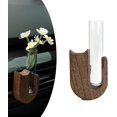 thumbnail image 1 of Car Vase Vent Clip, Mini Flower Car Vase Clip Wood Plant Holder Glass Tube Air Vent Decor Interior Accessories Decoration (Light Brown U), 1 of 11