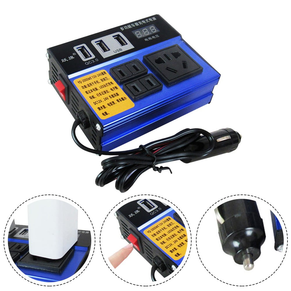 Bosisa Car Vehicle Power Inverter Dc12V 24V To Dc110V/220V Converter Trip 3-Usb
