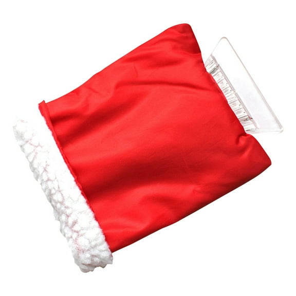Car Vehicle Warm Gloves Scraper - Winter Snow Ice Brush Shovel Removal Tool, Sturdy Plastic Scraper with Thickened Lined Gloves for Windshield Cleaning, Convenient and Practical Design Red