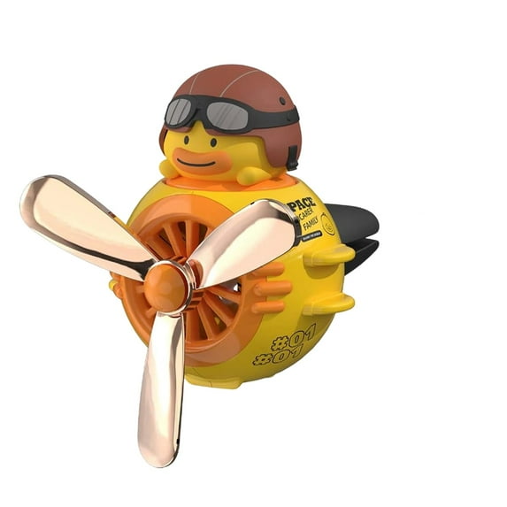 Car Vent Air Freshener with Rotating Fan Blades for 360° Aromatherapy Distribution, Cute Cartoon Pilot Duck Design with Classic Retro Airplane Elements, Easy To Replace Magnetic