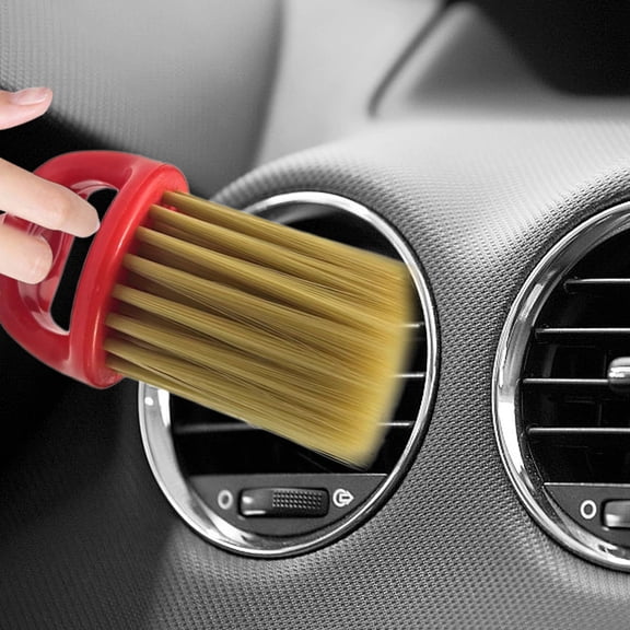 Car Vent Cleaning Brush | Interior Detailing Tool for Auto AC Vents, Dust Removal | Soft Bristles, Durable Plastic, Handheld 3.94x2.36x1.57in | Yellow/Black/Red | Fits Sedan SUV MPV