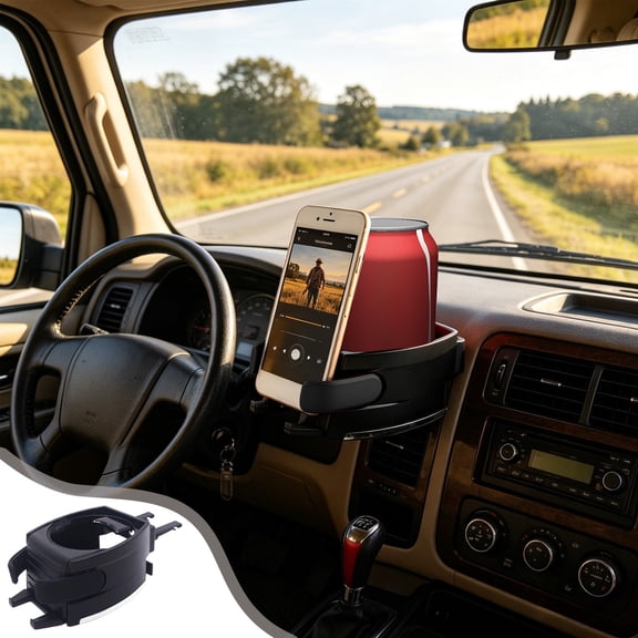 Car Vent Cup Holder Phone Mount Compact Drink Base Auto Lock Clamp for Coffee Cups Cans Bottles Hands Free Navigation Interior Organizer Road Trips Hands Free Interior Storage Road Trip Ready Bottles