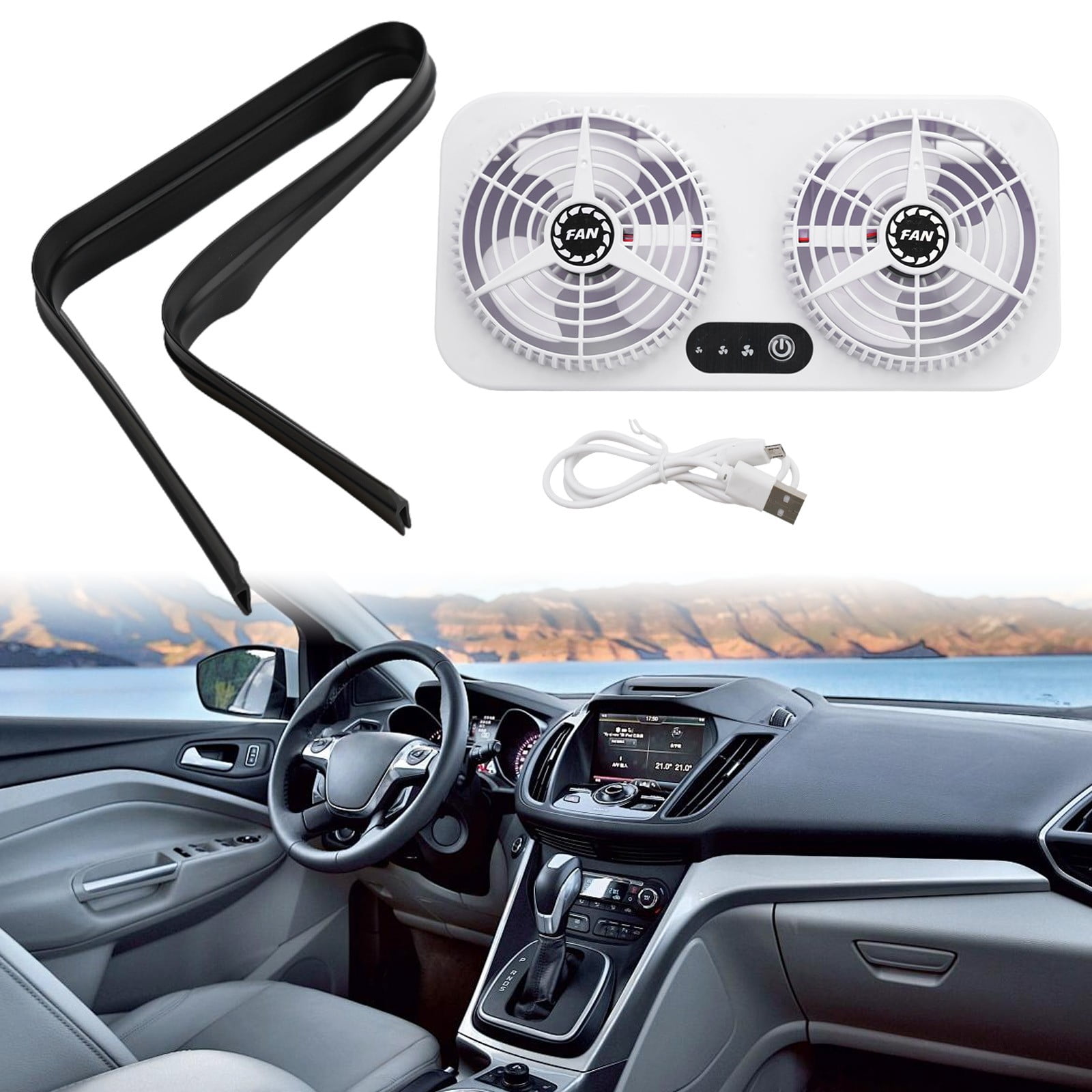 Car Ventilation Cooling Fan for Solar Powered Ventilator USB Rechargeable