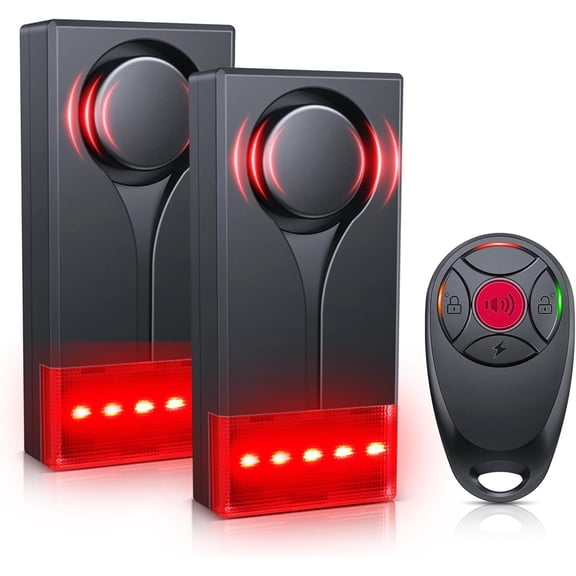 Car Vibration Sound & Light Alarm with Remote, ELECTOP 108dB Automobile Anti-Theft Vibration Alert, Anti-Theft LED Flashing Security Light Wireless Remote Vehicle Security Alert with 2pcs Alarm