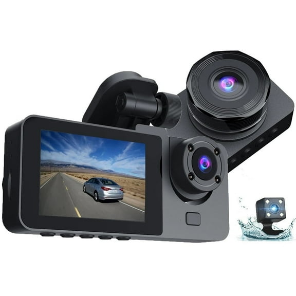 Car Video Recorder. 3 Camera Dash Car DVR Night Vision