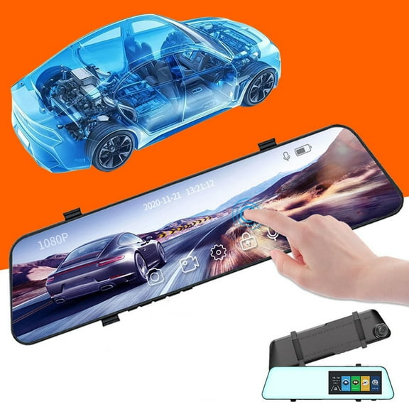 Car View Mirror Camera,Mirror Dash Cam with 1080p Backup Camera,Dash Cam Front and Rear for Car,Mirror Dash Cam Night Vision,170°Wide Angle Parking Assistance,Wireless Backup Camera with Dash Cam