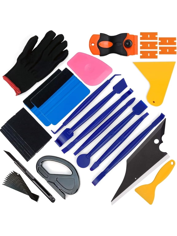 Car Vinyl Wrap Kit Window Tint Film Installation Tools With Felt Squeegee Edge Trimming Knife Gloves