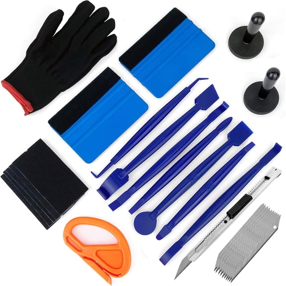 Car Vinyl Wrap Tool Kit, Vehicle Tint Window Film Kit Includes Vinyl Wrap Magnets, Edge Trimming Tools, Felt Squeegee, Wrapping Cutter, 9mm Knife