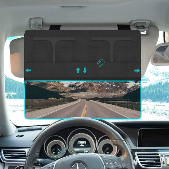 Car Visor Extender Sun Blocker, Polarized Sunvisor Extension with Removable Magnetic PC Lens, Anti Glare Car Visor Extended for Safe Driving, Universal for SUV, Family Automotive, Black