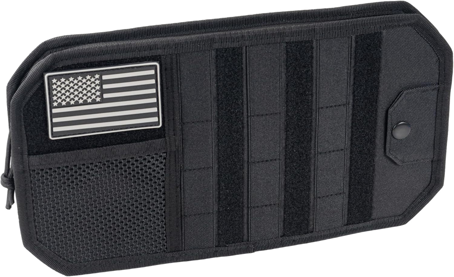 Car Visor Organizer, Sun Organizer for Trucks Cars SUVs, Tactical Accessories with Zipper Storage Pouch, Glasses Clip and Card Sleeve Pocket, Molle Panel (Black)