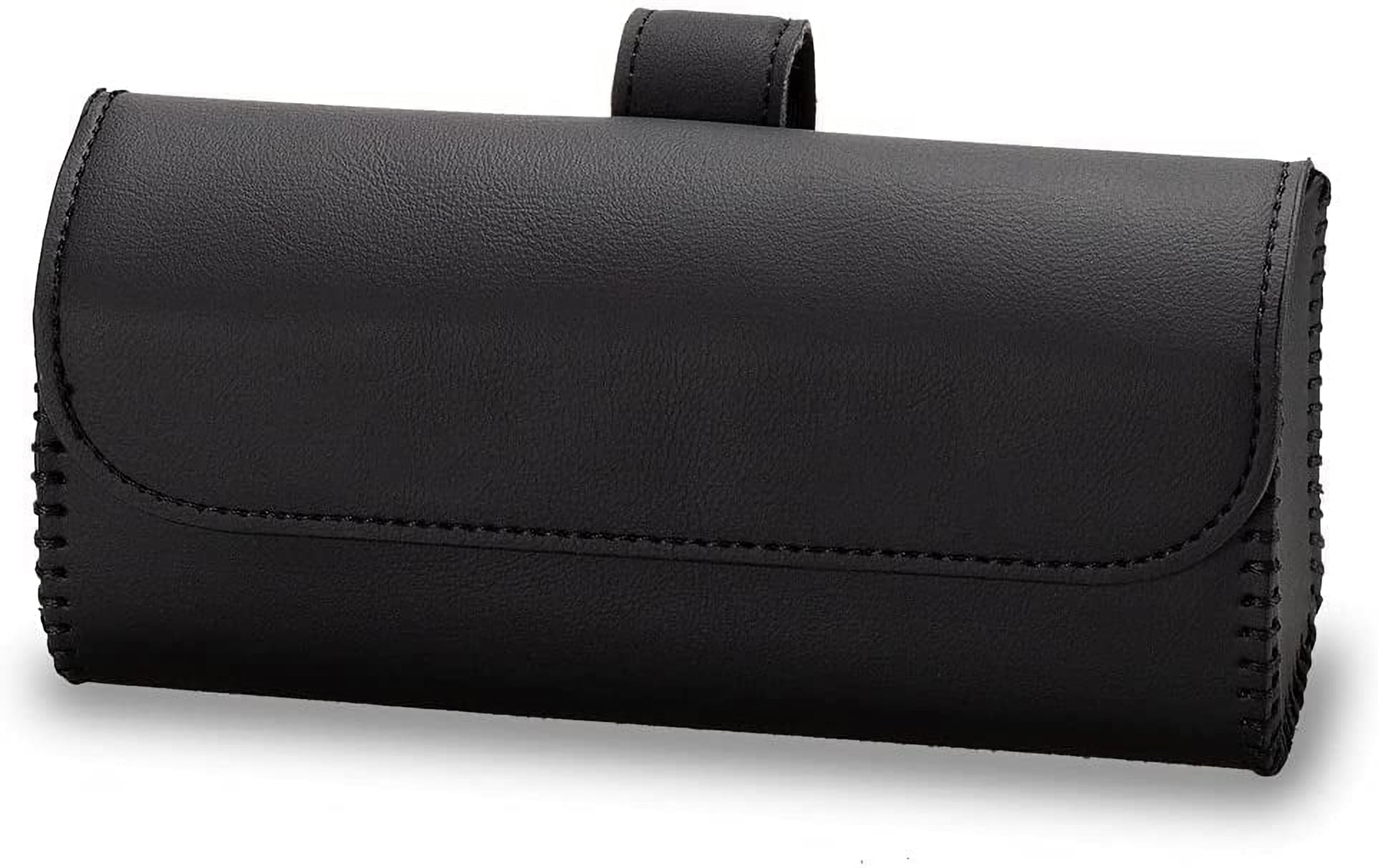Car Visor Sunglasses Case, Leather Glasses Clip Holder for Sun Visor, Handmade Eyeglasses Storage Box with Hidden Magnetic Closure, Universal Auto Interior Accessories (Black)