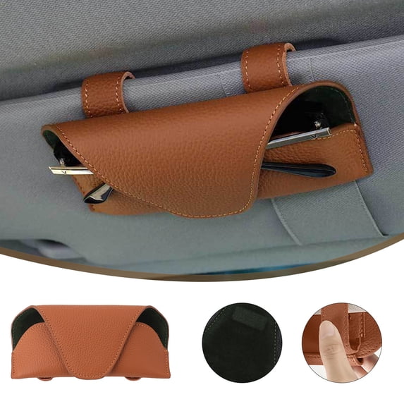 Car Visor Sunglasses Case | Leather Storage Organizer with Magnetic Closure | Universal Fit for All Vehicles | Holds All Glasses & Sunglasses | Includes 1 Case
