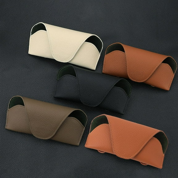 Car Visor Sunglasses Holder with Elastic Clip & PU Leather Case, Magnetic Closure for Secure Storage, Universal Fit for All Vehicles & Eyewear Types FAJHHA | Black