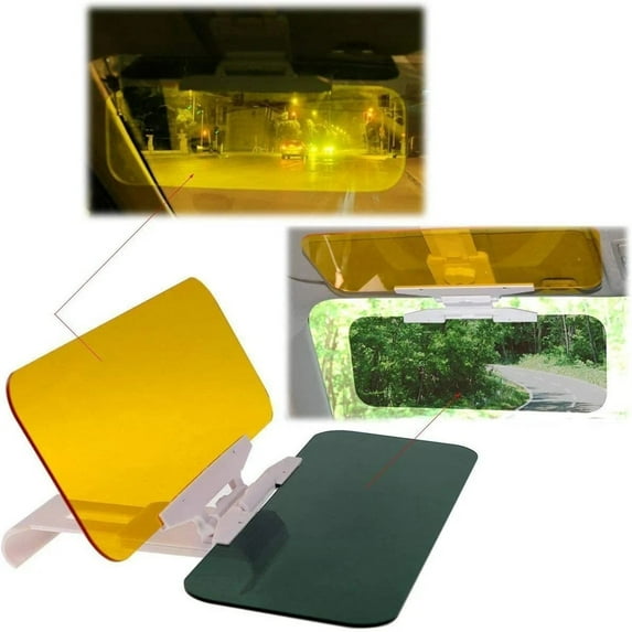 Car Visor Sunshade | Day Night Anti-Glare Mirror | Night Vision UV Protection | Adjustable 32x12cm | Universal Fit | Blocks 99.9% Harmful Rays | Easy Clip-On Install | Reduces Eye Strain | 1 Lens