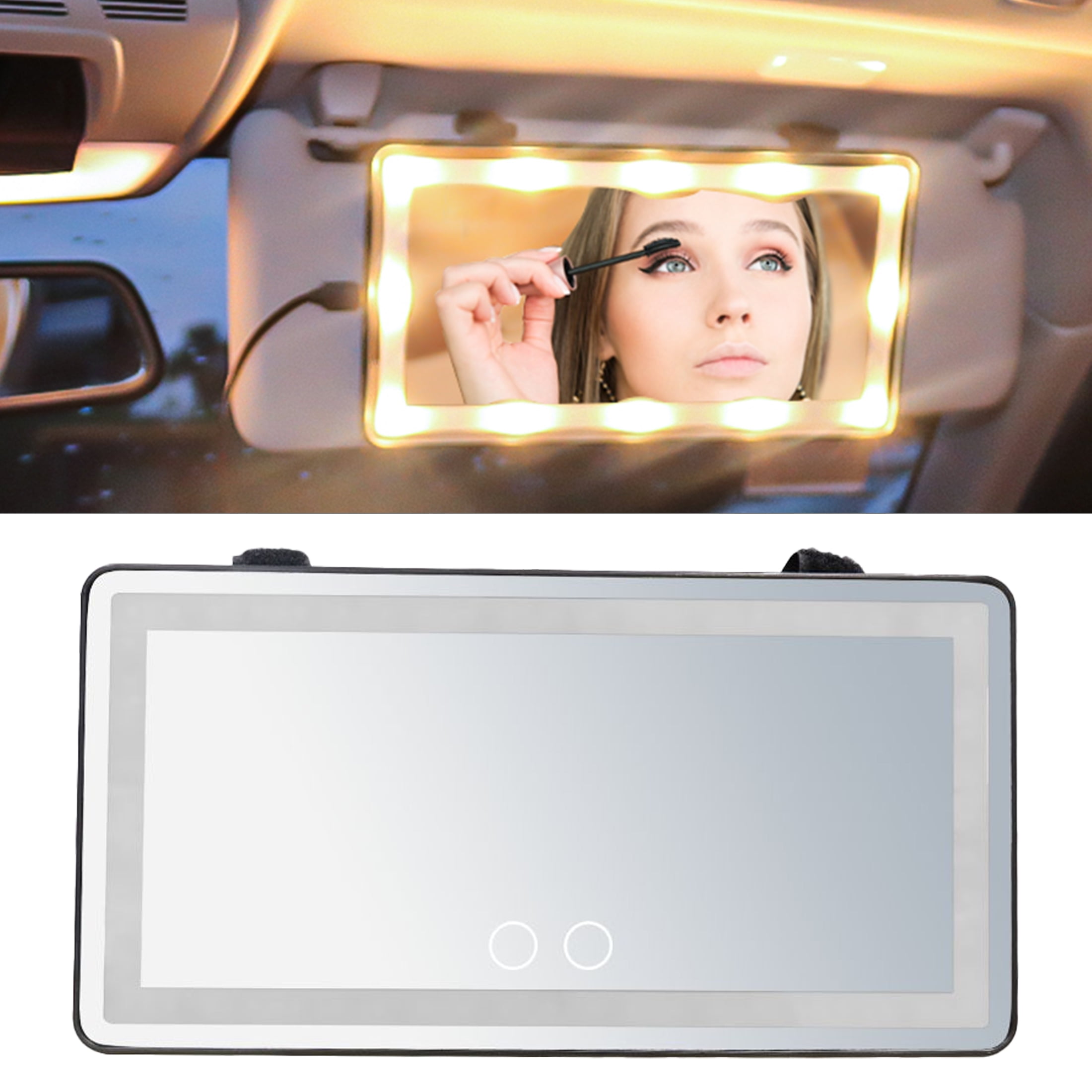 Car Visor Vanity Mirror Car Makeup Mirror with LED Lights Touch Screen