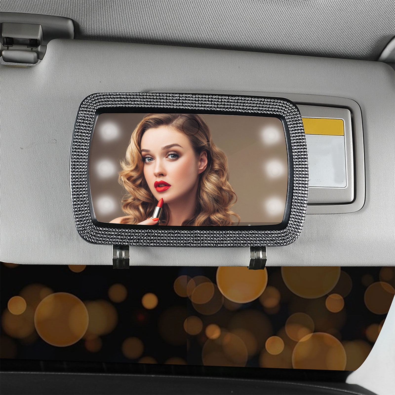 Car Visor Vanity Mirror, Rechargeable Vanity Mirror with 3 Light Modes ...