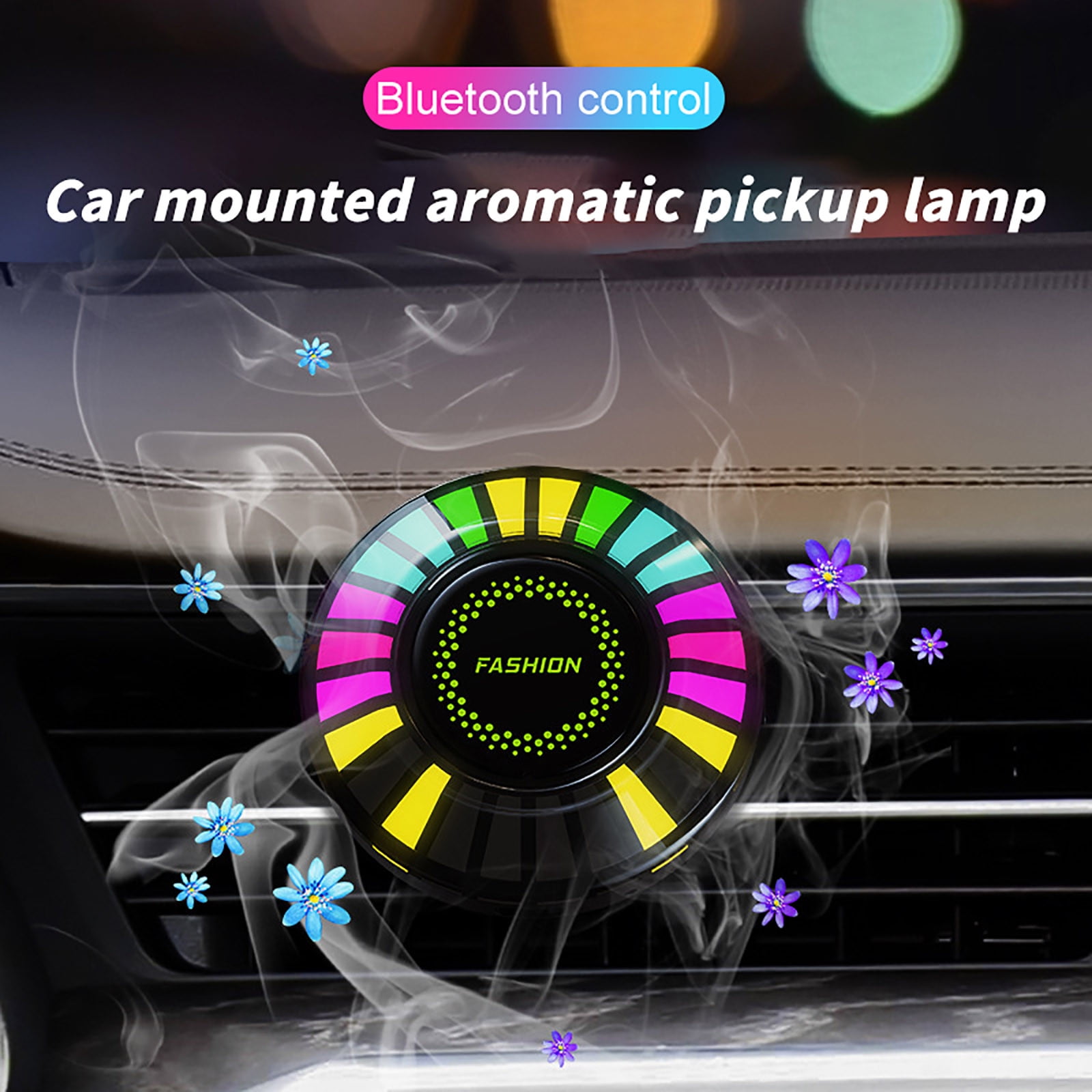 Car Voice Activated Light Clip 24 LEDs RGB Car LED Light Sound Pickup