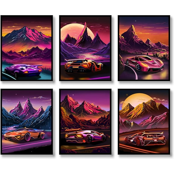 Car Wall Art Prints Set of 6 Street Racing Car Posters Fashion Wall Decor Car Paintings Modern Car llustration Aesthetic Photo Picture Canvas Art Painting for Wall Decorastronaut 8x10 UNFRAMED
