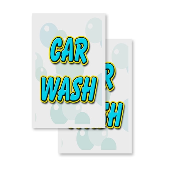 Car Wash (2-PACK) 24" x 36" Vinyl Decals | Sign Insert Peel & Stick Decals Stickers Window Signs