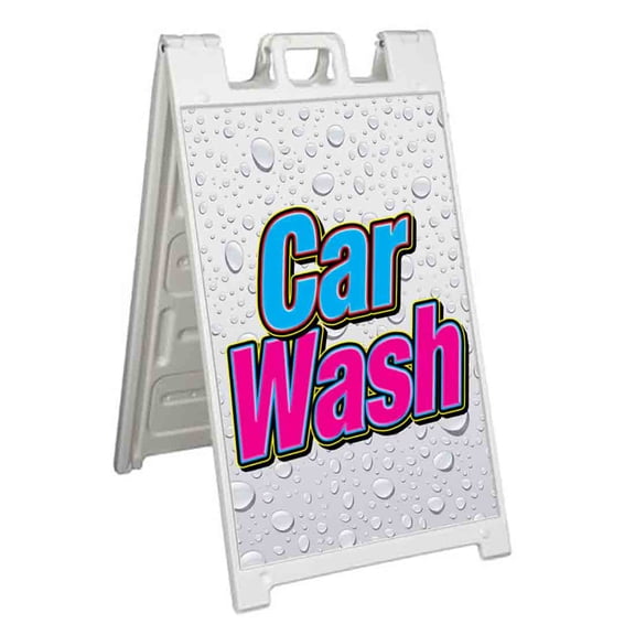 Car Wash (24" X 36") Standard A-Frame Signicade, Includes Decal Applied To Stand