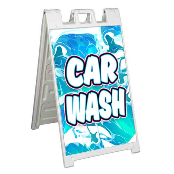 Car Wash (24" X 36") Standard A-Frame Signicade, Includes Decal Applied To Stand