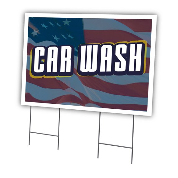 Car Wash 24" X 36" Yard Sign & Stake | Advertise Your Business | Stake Included Double Sided Image | Made in The USA