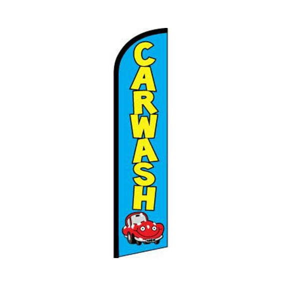 Car Wash Blue / Yellow Windless Banner Advertising Marketing Flag