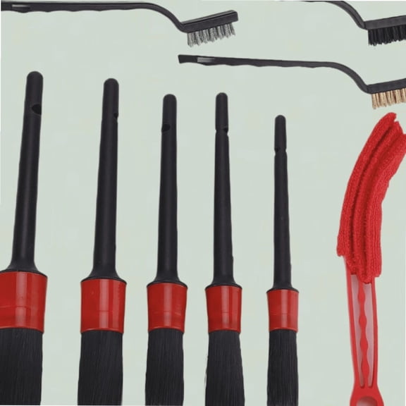 Car Wash Brush, Car Wash Brush with Short Handle 9pcs/Set Detailing Dusting Brushes Dirt Dust Scrub Clean Tools for Car Wheel Interior Exterior