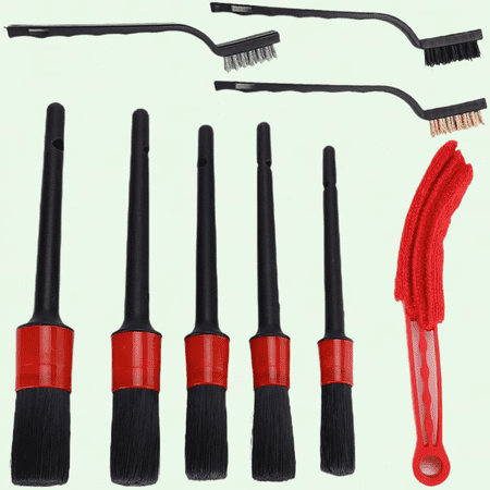 Car Wash Brush, Car Wash Brush with Short Handle 9pcs/Set Detailing Dusting Brushes Dirt Dust Scrub Clean Tools for Car Wheel Interior Exterior