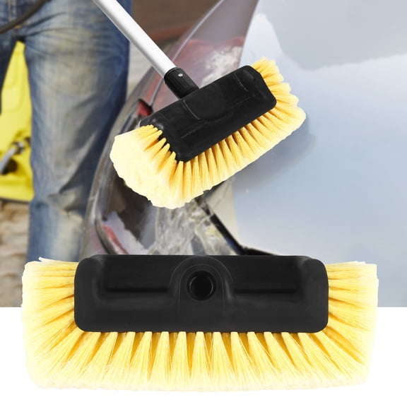Car Wash Brush Head for Detailing Washing Vehicles, Boats, RVs, ATVs, or Off-Road Autos, Super Soft Bristles Scratch Cleaning, Universal Handle Attachment