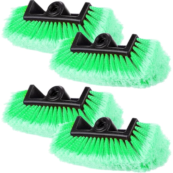 Car Wash Brush Head with Soft Detailing Bristle Flow Thru Car Cleaning Brush Exterior Car Wash Equipment for Auto Truck RV Boat Camper Washing, 10 Inch(Green,4 Pcs)