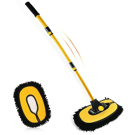 Car Wash Brush Mop with Long Handle,Soft Cleaning Brush with 15 Curved Extension Pole Car Wash Kit for RV Truck Camper