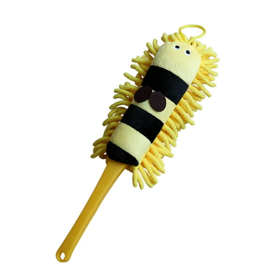 Car Wash Brush with Long Handle and Replacement Head Cartoon Chenille Car Cleaning Duster for Cars and Trucks for Detailing Animal Design (Yellow)