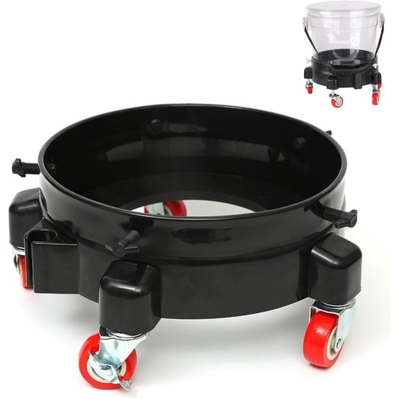 Car Wash Bucket Dolly,5 Gallon Bucket Dolly with 5 Swivel Wheel Casters,360 Rolling Caddy for 3.5 to 6 Gallon Buckets Supports Up to 300 lbs