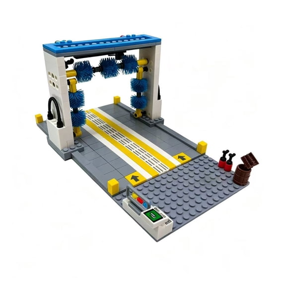 Car Wash Building Blocks Set, Creative Vehicle Cleaning Station Model Kit for Desktop Display and DIY Assembly398pcs