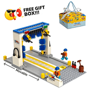 Car Wash Building Blocks Set, Creative Vehicle Cleaning Station Model Kit for Desktop Display and DIY Assembly 398pcs