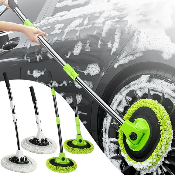 Car Wash Extendable Pole, Heavy-Duty Polypropylene, Ergonomic Handle, Retractable Curved Brush, Modern Design, Home Auto Care, Vehicle Washing Tool, Long-Reach Cleaning Device Sopatenor